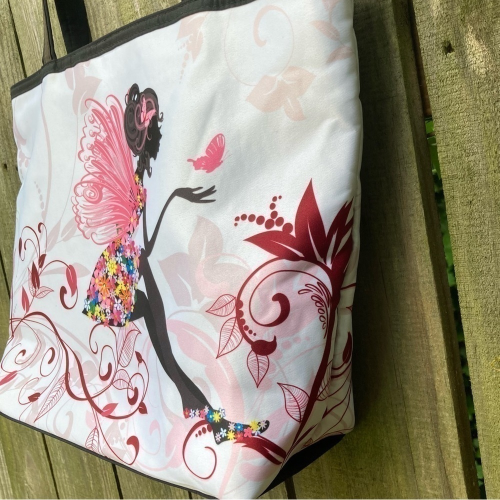 Floral Fairy Butterfly Wish Girl Print Bag Zipper Tote Pocketed Handbag.… - Picture 4 of 5
